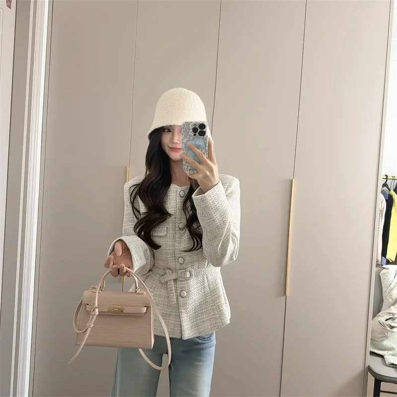 Nowe damskie kurtki wiosenno-jesienne, modny kardigan w stylu wiatru, luźny płaszcz z paskiem, teksturowany, elegancki, casualowy damski garnitur, płaszcz, top.