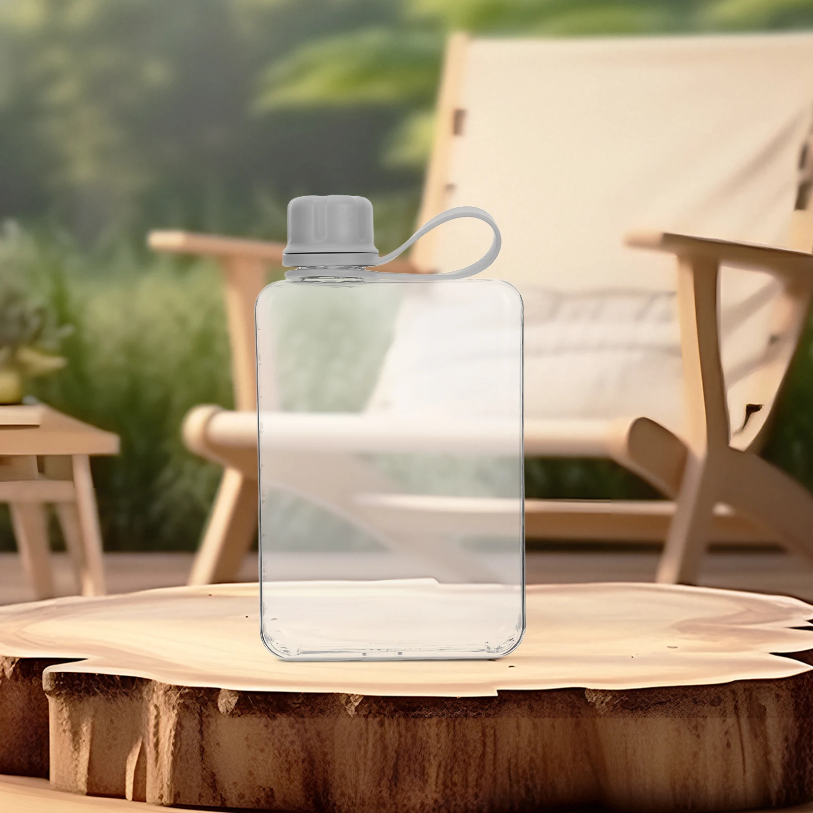 

Flat Water Bottle Leakproof 500ml Portable Reusable Plastic Flask Slim Space-Saving Bottle for Gym Fitness Outdoor Travel