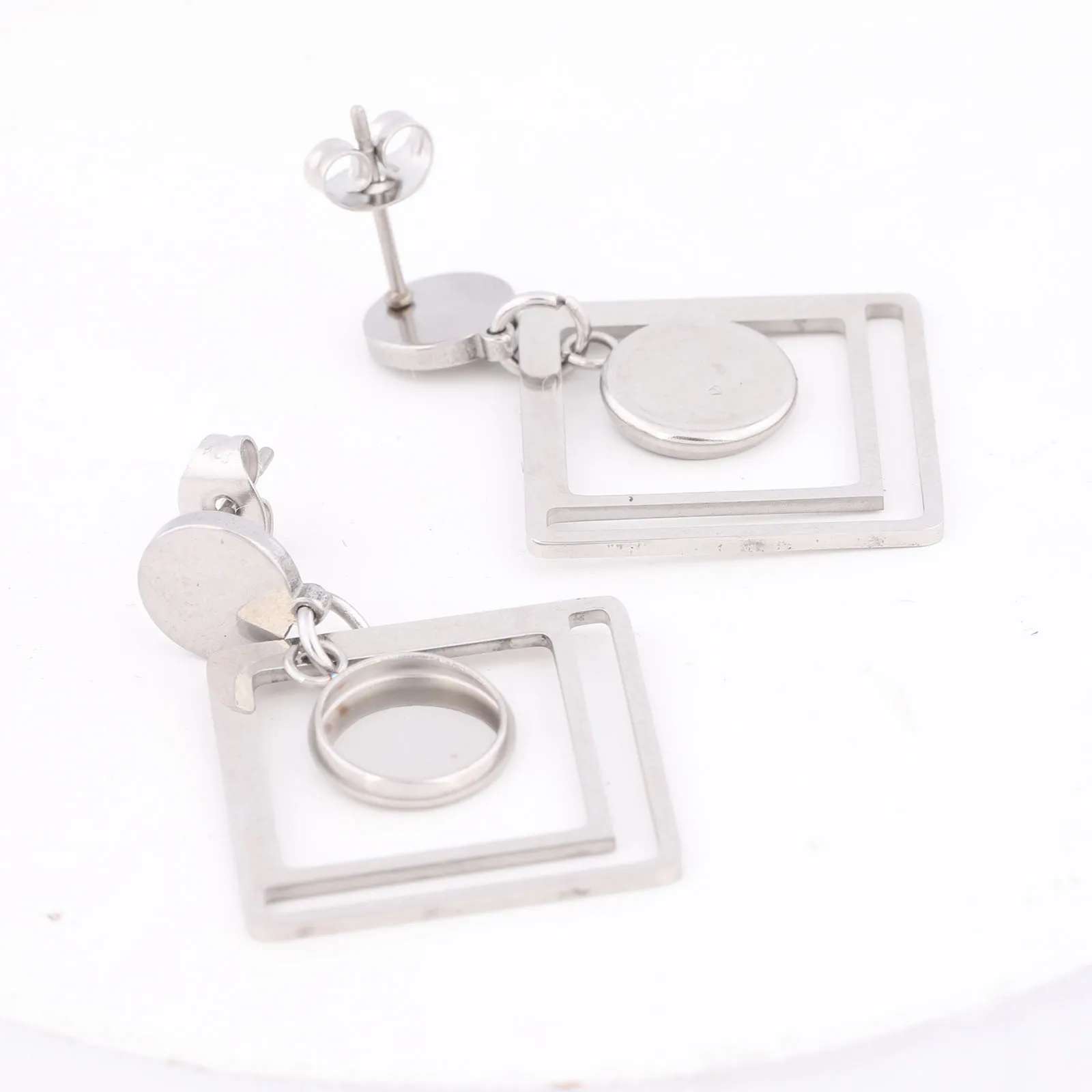 10pcs stainless steel hoop earring cabochon base setting blanks diy post earring bezel trays for jewelry making supplies