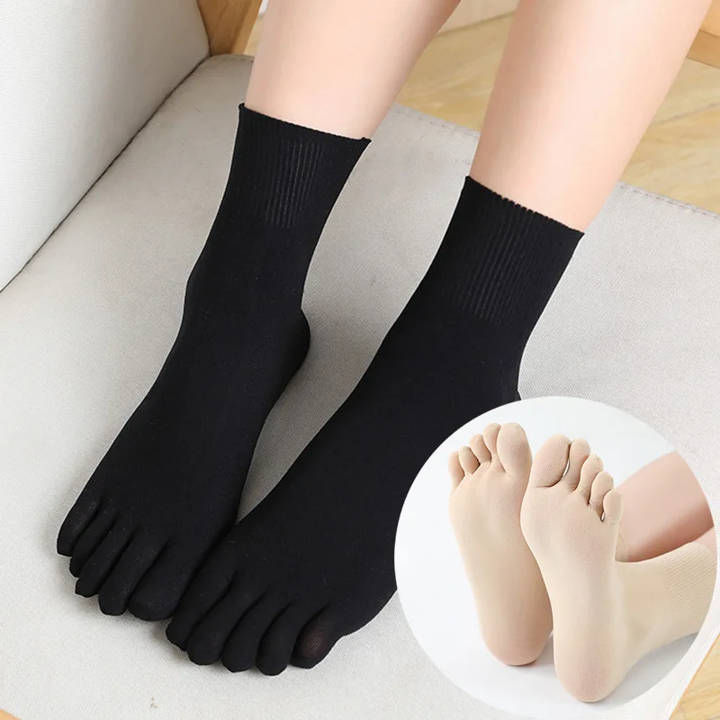 Five Finger Socks Men Women Solid Breathable  Good Quality Thin Silk Sock Young Lady Casual Mittens With Toes Brand