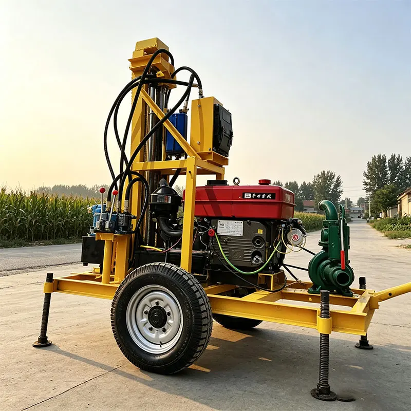 Customized Wheel Diesel Hydraulic Machine 28HP 100M Portable Precise Drilling Operation Unit Water Well Drilling Machine