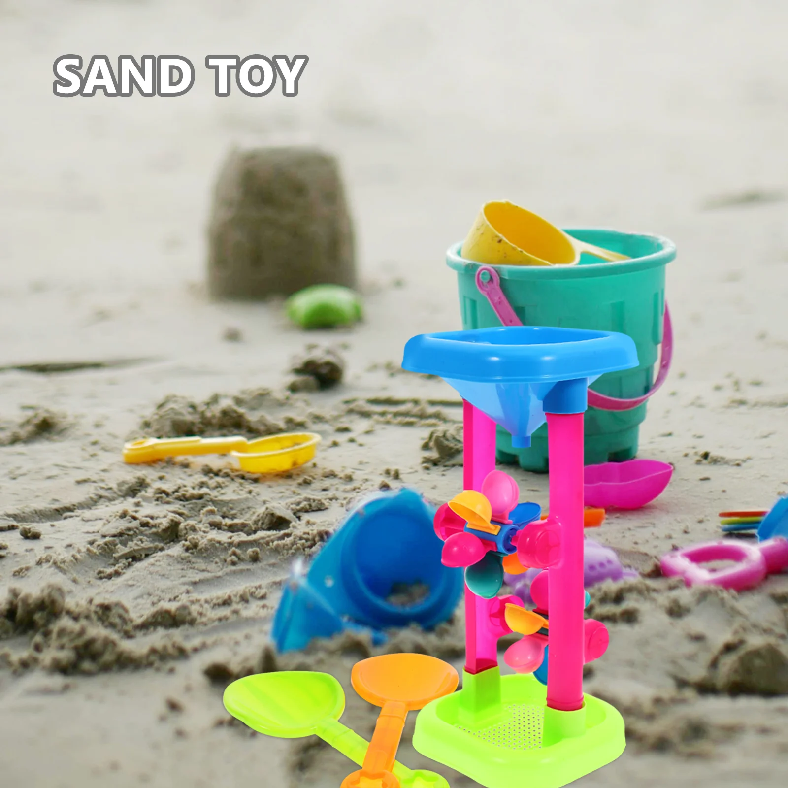 Hourglass Water Wheel Playset Sand Toy Sea Animal Toys Children Beach Plaything for Kids Toddler Outdoor Table Windmill