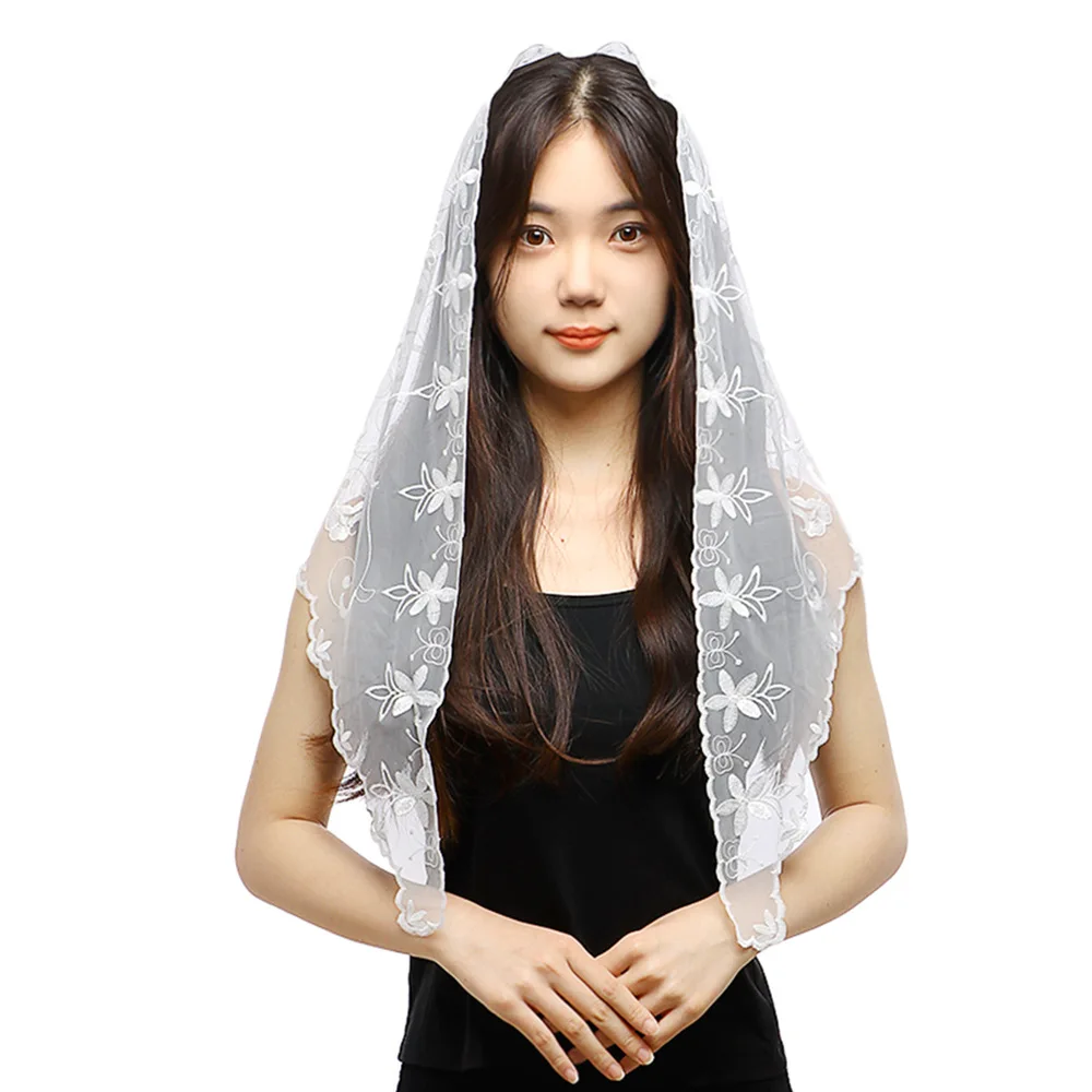 Spring and Autumn New Solid Color Lace Triangle Scarf Fashionable Hollow and Light Triangle Veil Snood SJJ023