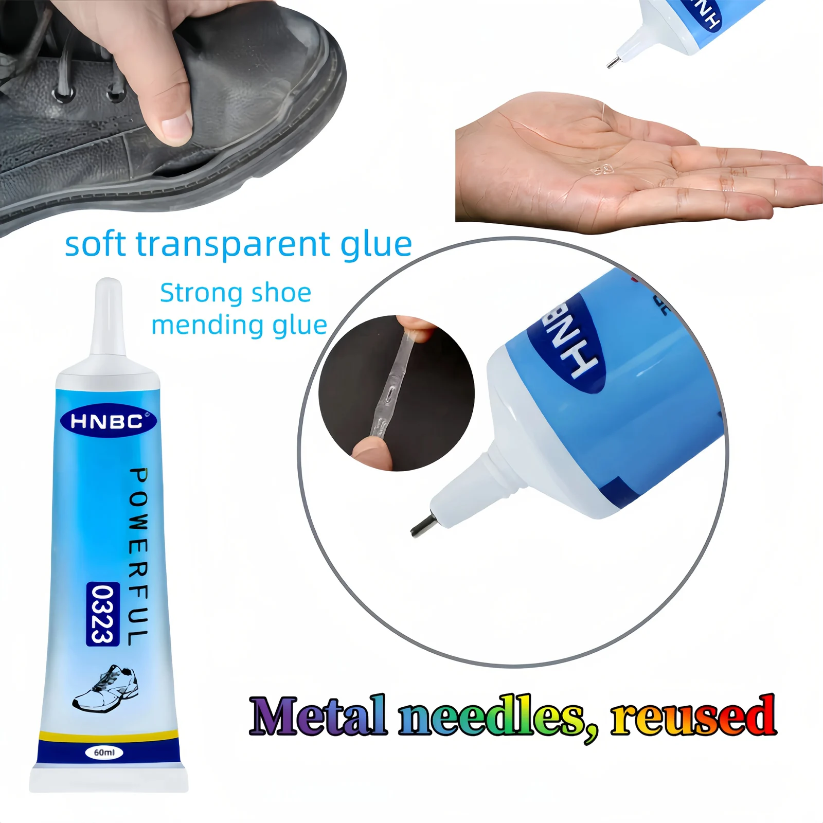60ml Shoe Glues Strong Universal Shoe HB Powerful Shoe Glue-Soft Transparent, Strong Adhesive for Shoes,Sports Shoes,Cloth Shoes