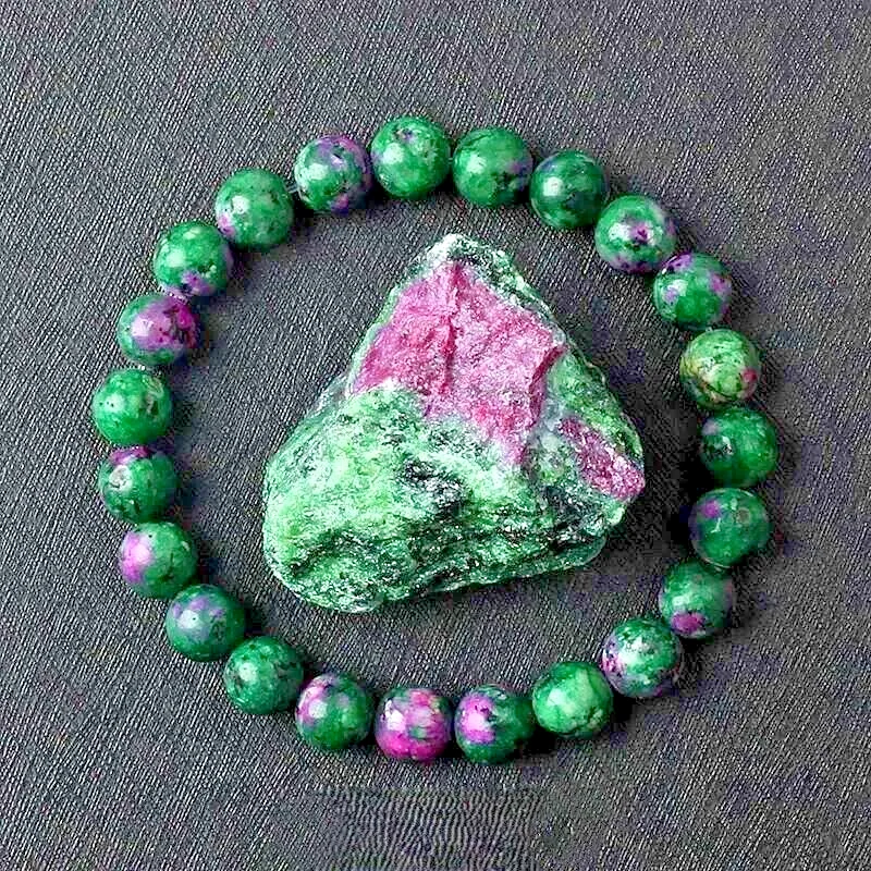 

Natural Ruby Zoisite 8mm Beads Green Healing Reiki Gemstone Stretch Bracelet