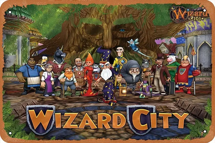 Wizard101 Wizard City Video Game Tin Sign 8x12 Decorative Funny and Unique Art Wall Decorative Home Garden Sign Bar Home stay Ho