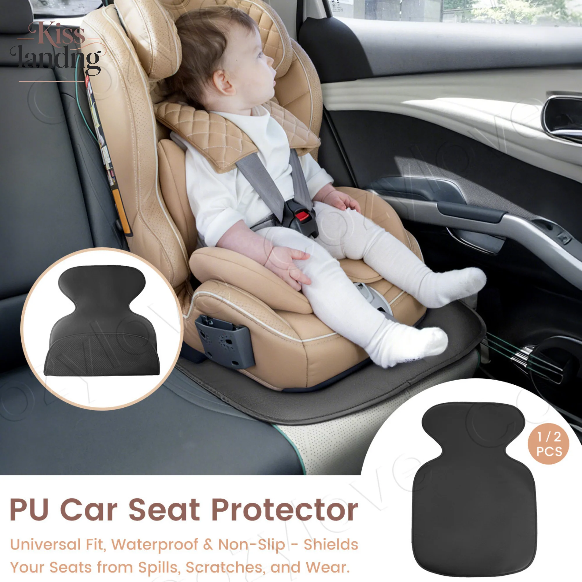 

1/2 шт. Защитный коврик из искусственной кожи для автомобильного сиденья, водонепроницаемый, нескользящий, для детских автокресел, для безопасности ребенка