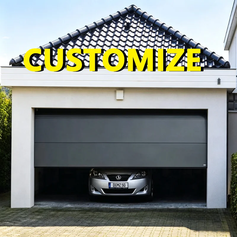 Any size custom wifi smart remote control garage door aluminum silent dc motor heat insulation safety anti fall home villa unive