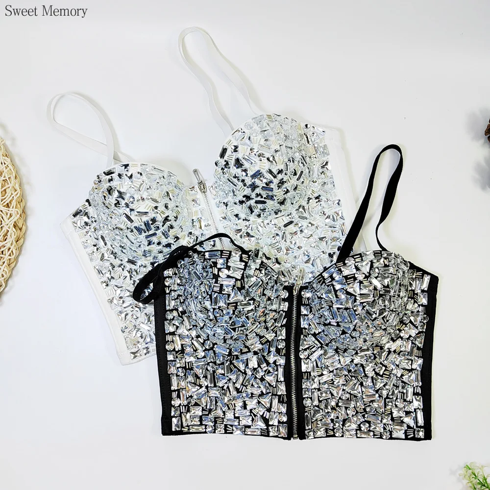 

A885 Прямая поставка, топы с бриллиантами, модная женская одежда для девочек, сладкий корсет с эффектом памяти, сексуальная роскошная одежда без бретелек для ночного клуба