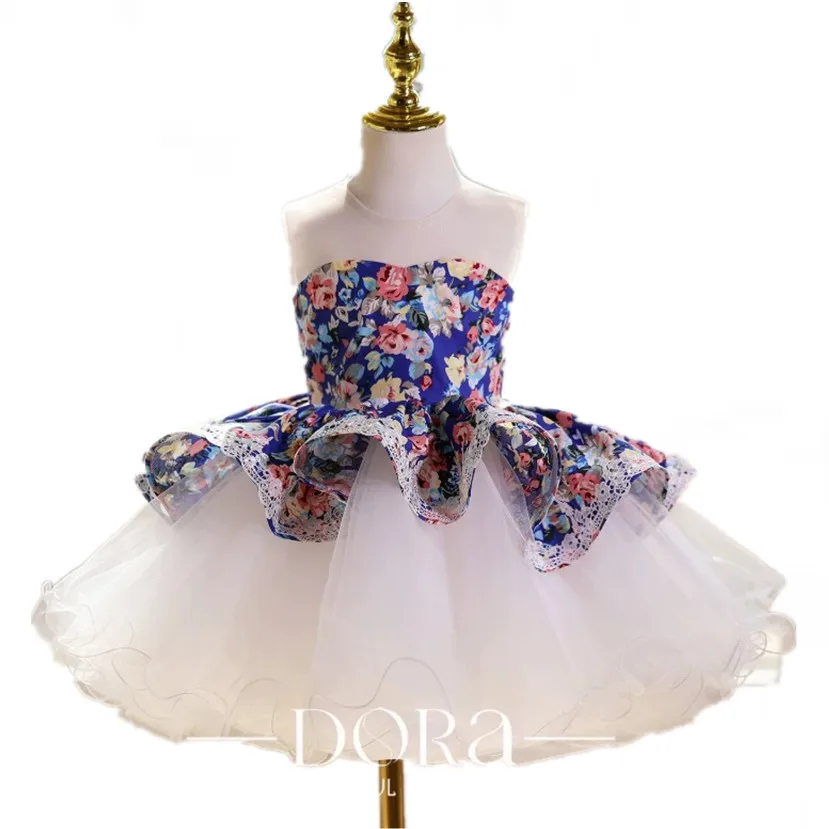 Neues Kinder-Partykleid für Klavierauftritte, Hochzeiten, Geburtstagsfeiern, Festliches Kleid für Mädchen A5088 Vestidos Infantil – Detail 8