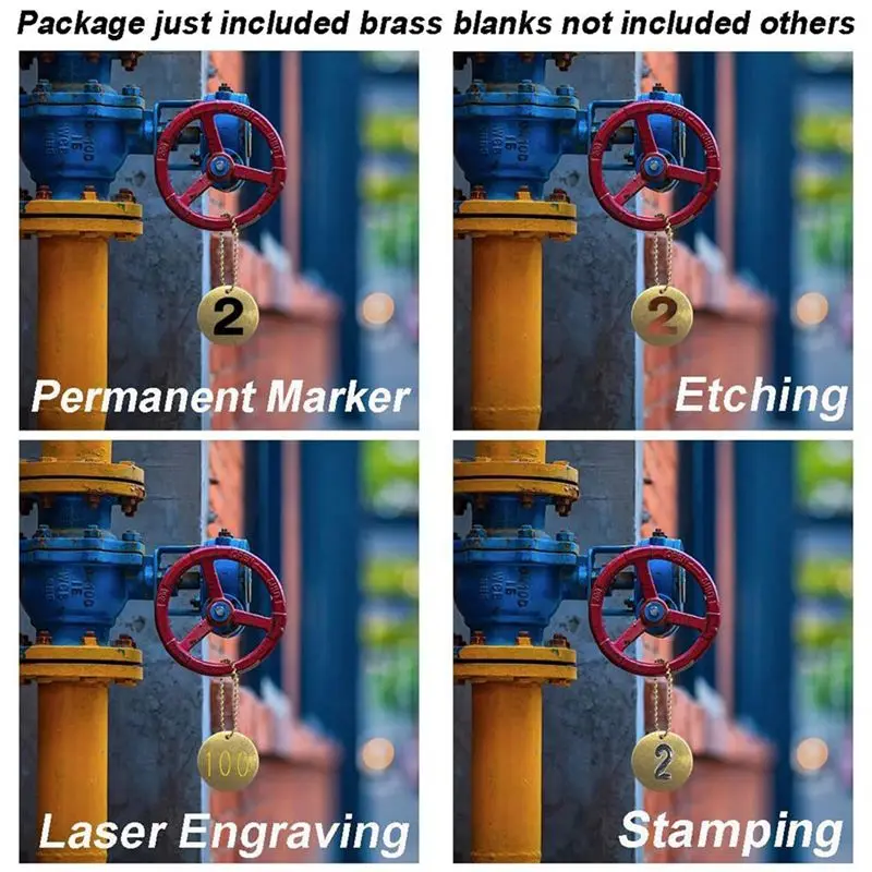 HOT 50 Piece Brass Valve Tags With Hole 2.4Mm Ball Chains For Pipe Valves,Equipment,Tool Keys Labeling~Jul.