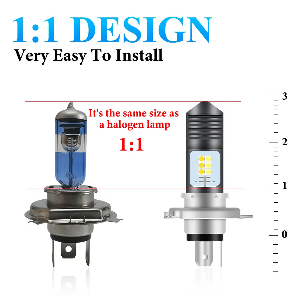 1pcs Motorcycle Headlight LED H4 High/Low Beam Bulb BA20D P15D LED Super Bright 3030 12SMD Dual Color Scooter Moto Fog Lights