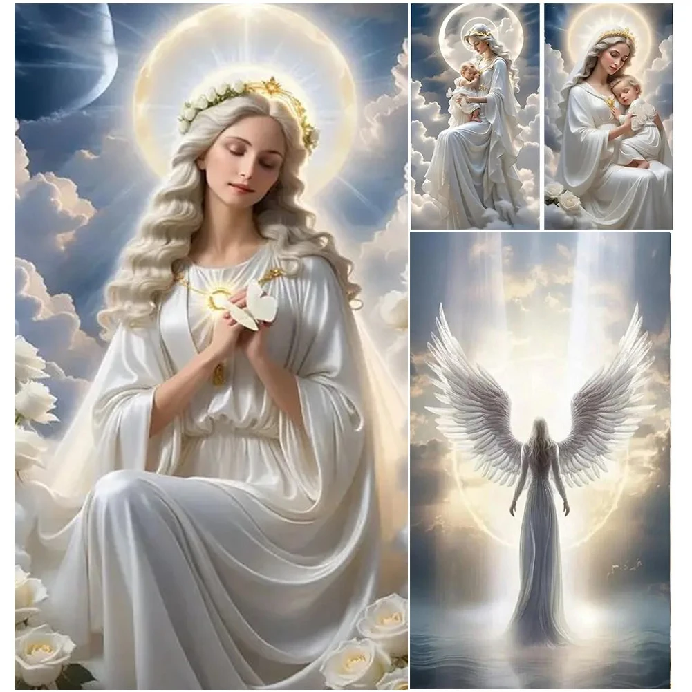 5D Diy Diamond Painting Angel Virgin Baby New Religion Portrait Cross Stitch Kits Large Full Drill Mosaic Embroidery A965