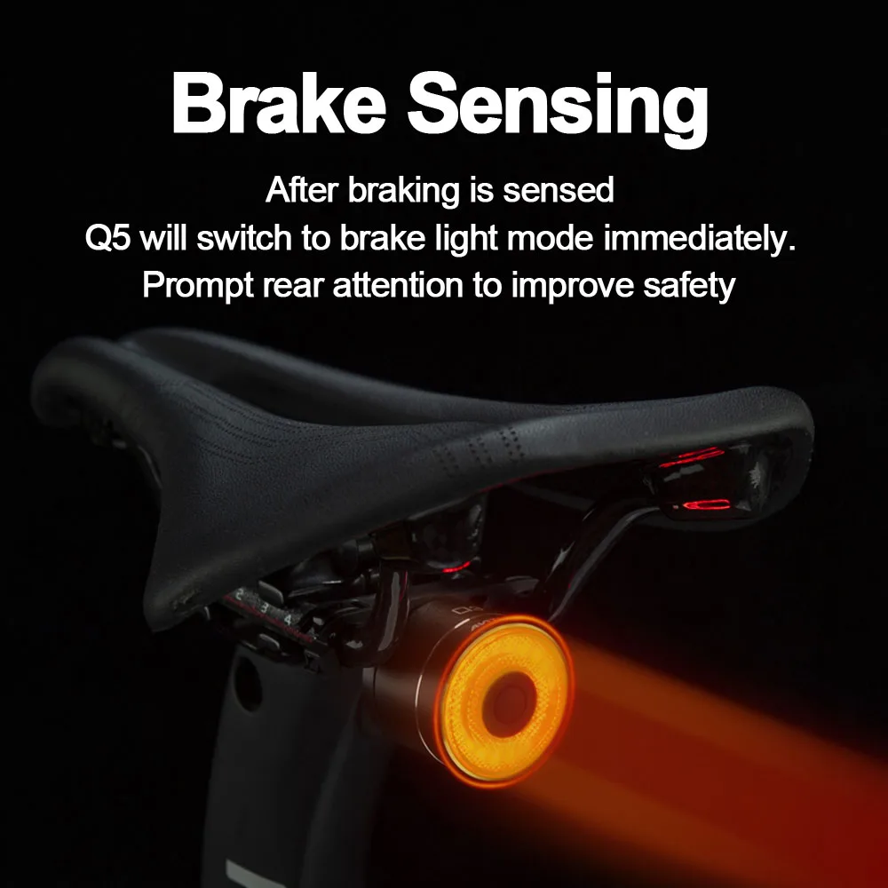 Antusi Bicycle Smart Auto Brake Sensing Light IPx6 Waterproof LED Charging Cycling Taillight Bike Rear Light Accessories Q3