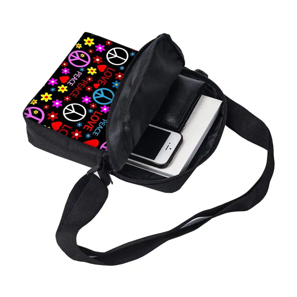 حقيبة ساعي من جانب واحد بنمط علامة السلام للأولاد والبنات والأطفال أفضل الهدايا حقيبة كروس كاجوال كرتونية ثلاثية الأبعاد