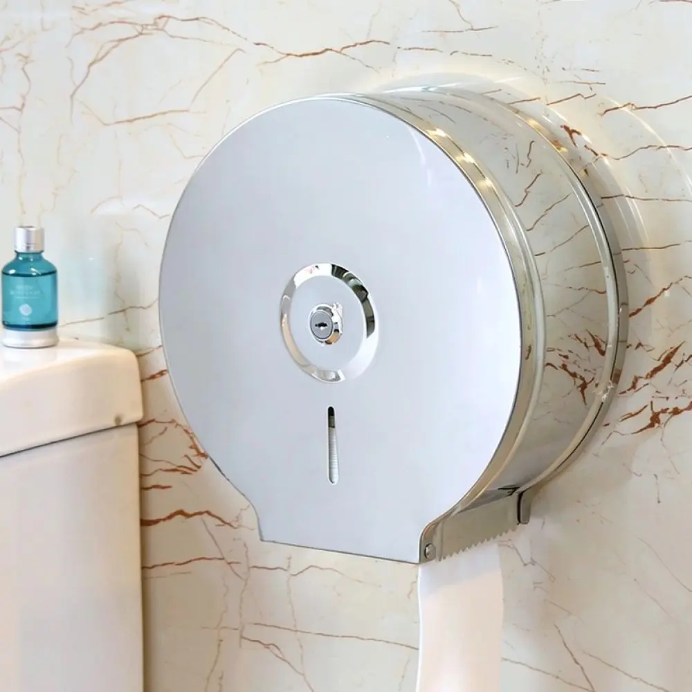 Stainless Steel Toilet Paper Dispenser Waterproof Jumbo Roll Tissue Holder Box Storage Rack For Kitchen Restroom