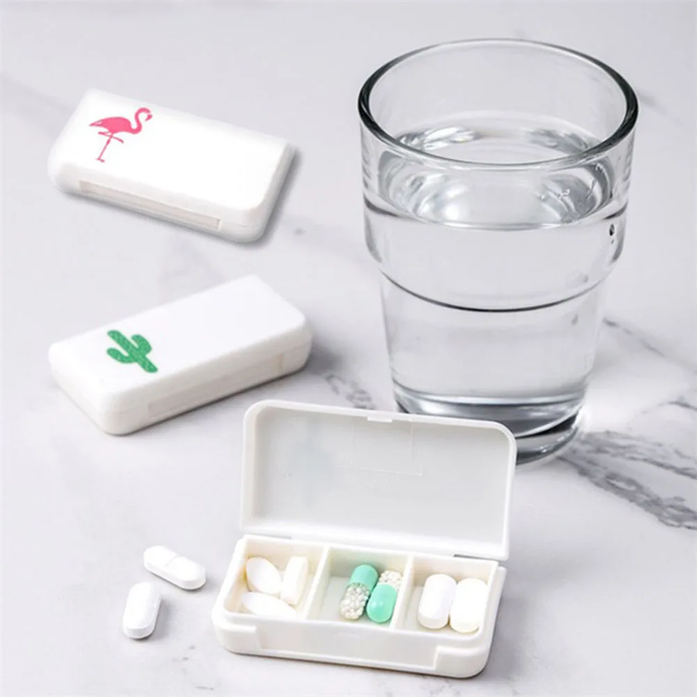 Flamingo Cactus Pineapple Plastic Case Portable Kit Vitamin Medicine Pill Boxes Storage Box Pill Container Travel Accessories