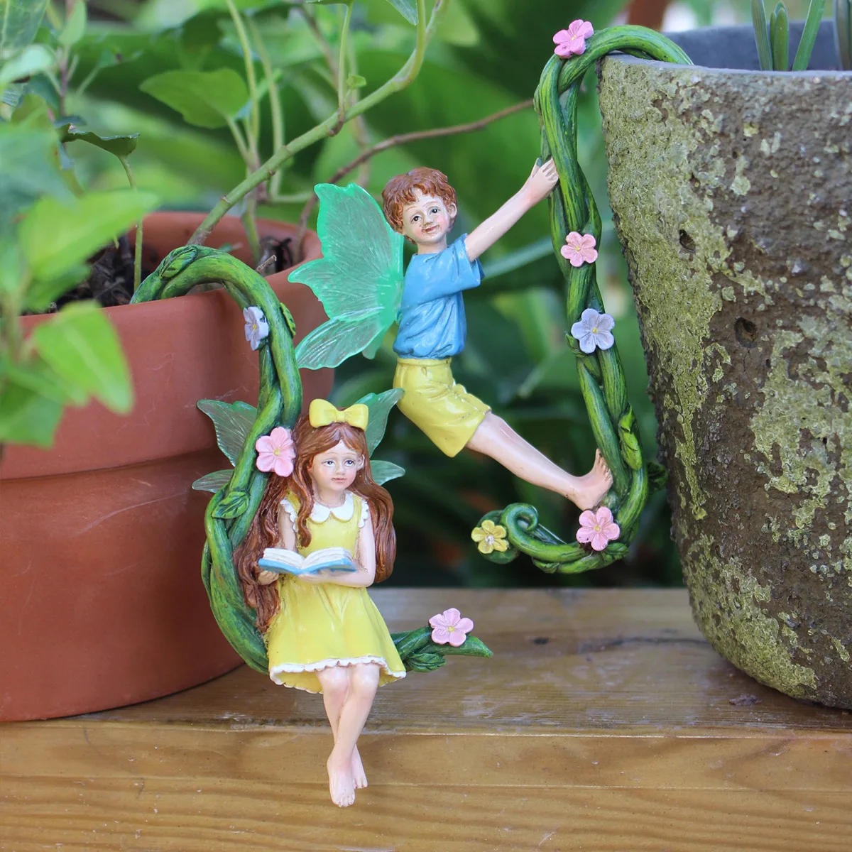 

Resin Fairy Garden Ornaments - 2PC Set for Outdoor Decor