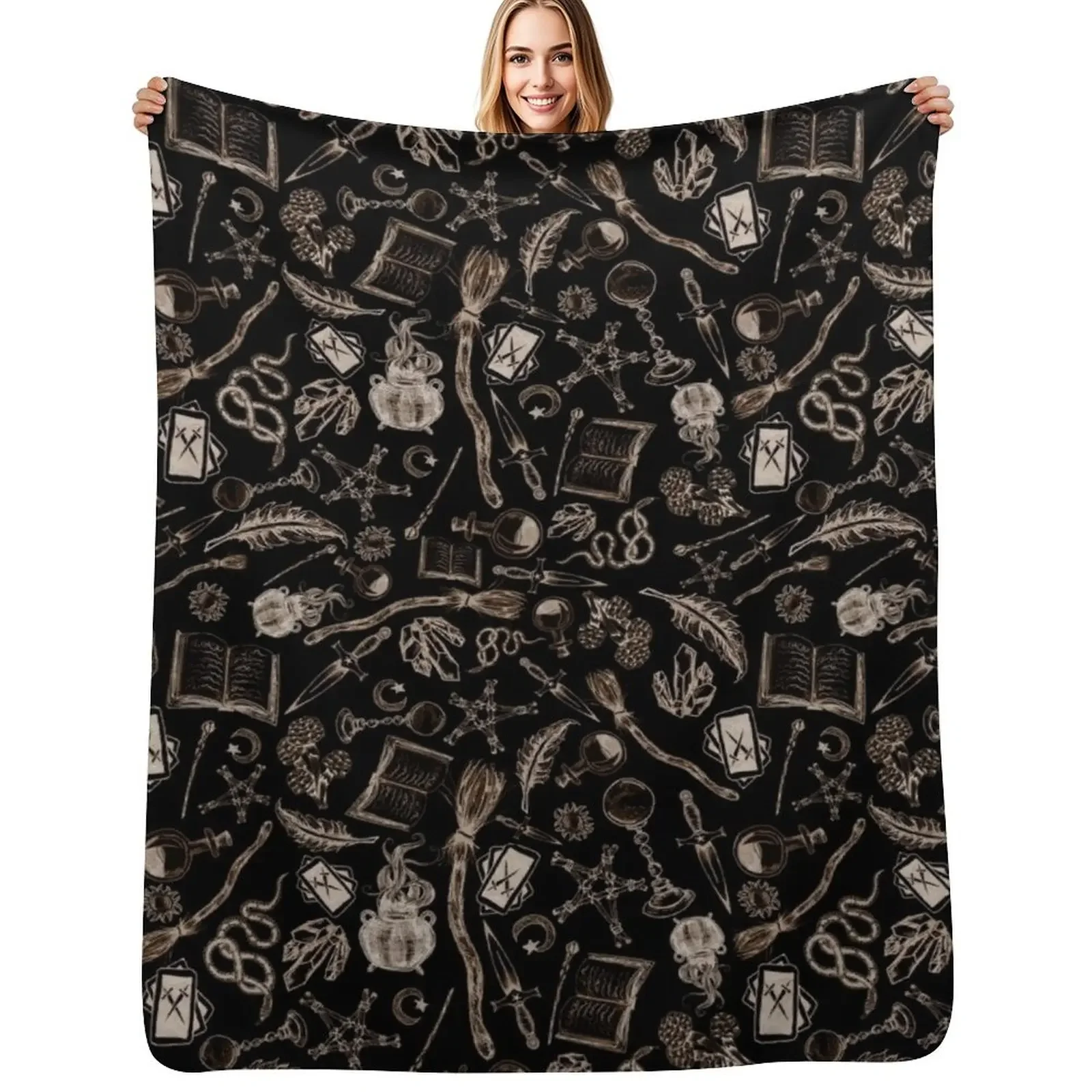 

Modern Witches Altar in Black and Gold Throw Blanket Thins Sofa Personalized Gift Blanket