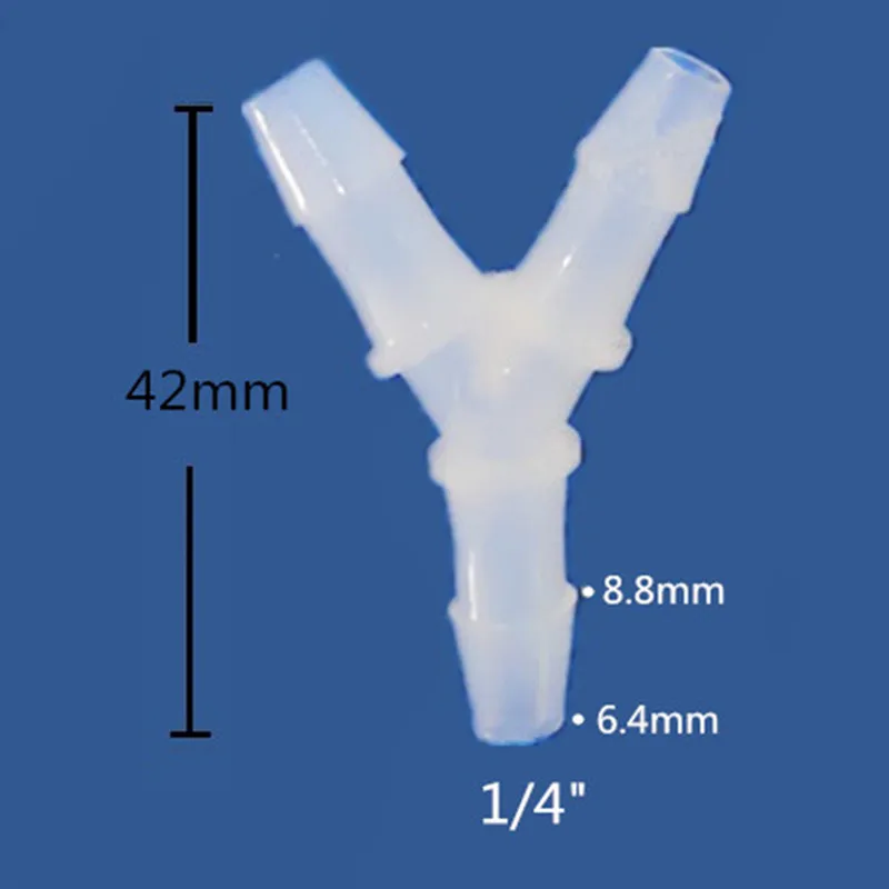 10pcs of PVDF Barbed Y Connector Tubing Connector Three-way valve Hose Fitting Ozone Resistance Size 3/32\