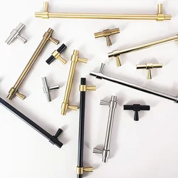 Gold Black Brass Cabinet Handles Simple Wardrobe Bar Pulls Long Refrigerator Door Handle Furniture Brass Knob Hardware