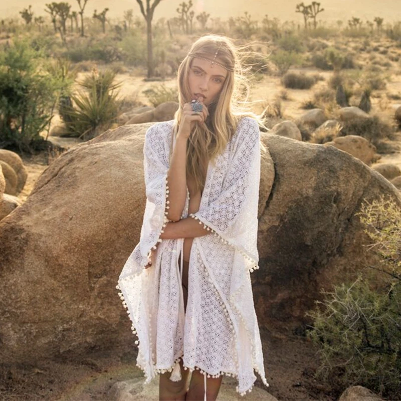 Vaion Bikini Cover up Women's Cardigan Long Sve Beach Coat Sun Protection Clothing Mid-Length Beach Dr Outerwear