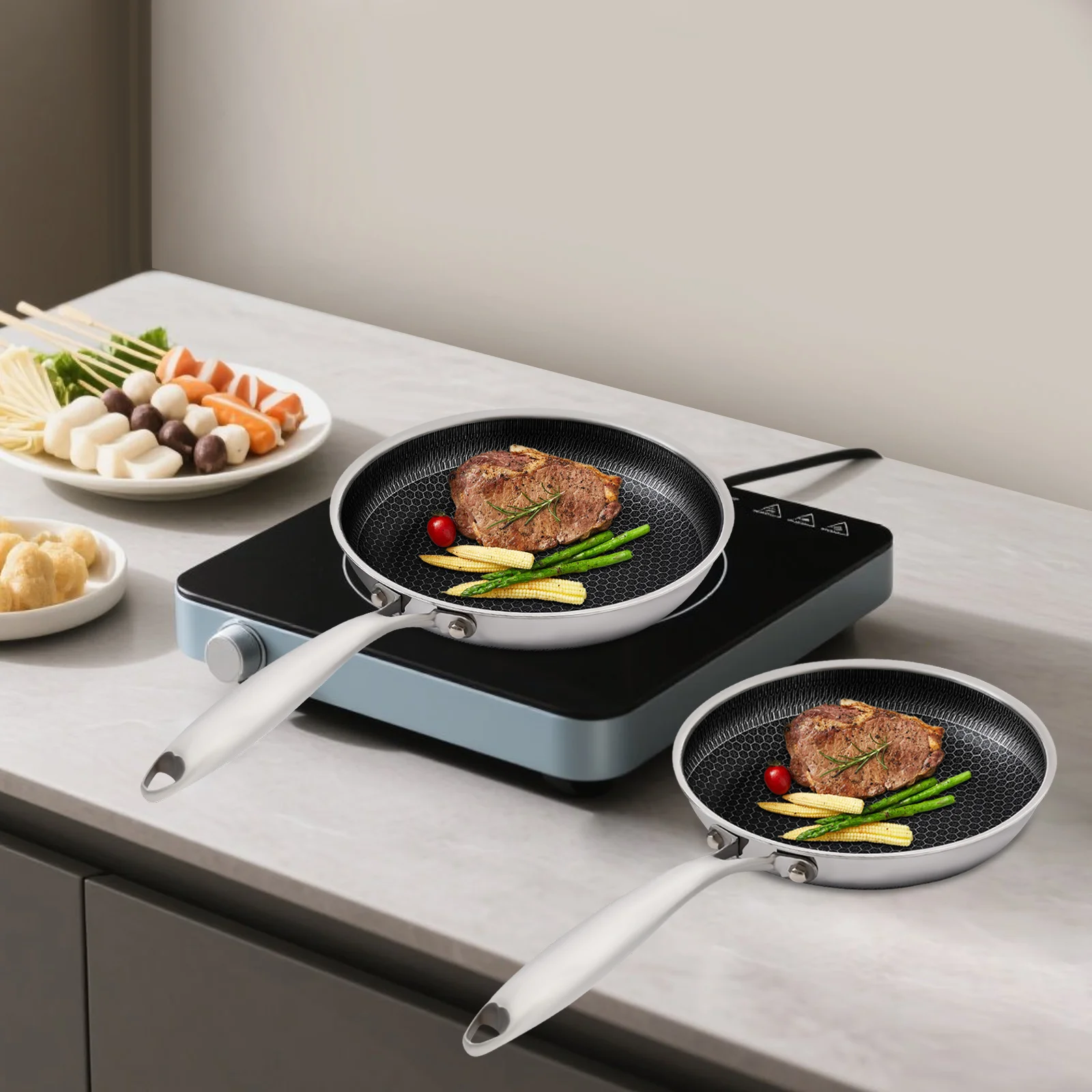 

Горшок Panhot из 2 предметов (26 см + 30 см), набор прочной посуды из нержавеющей стали, нержавеющая сталь 316, с крышкой из закаленного стекла