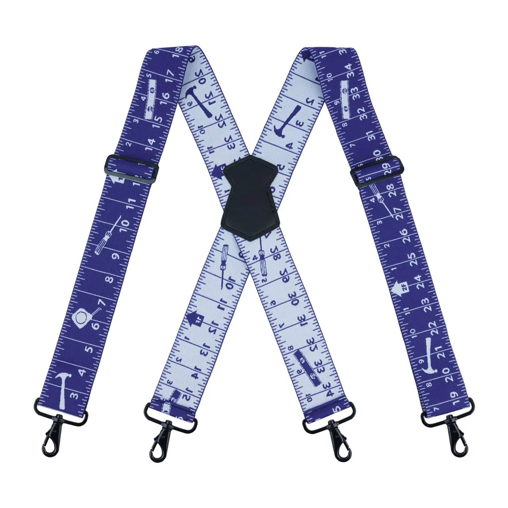 MELOTOUGH Men Suspenders Fully Elastic 2 Inch Wide Suspender for Men Heavy Duty X Back Work Suspender for Jeans （Blue Rule）