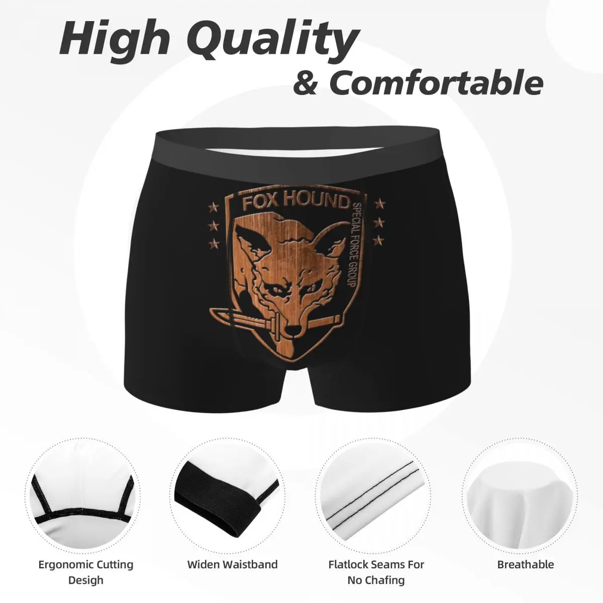 Boxer Underpants Shorts Foxhound Special Forces Group Metal Gear Solid Panties Men's Underwear for Homme Man Boyfriend Gift