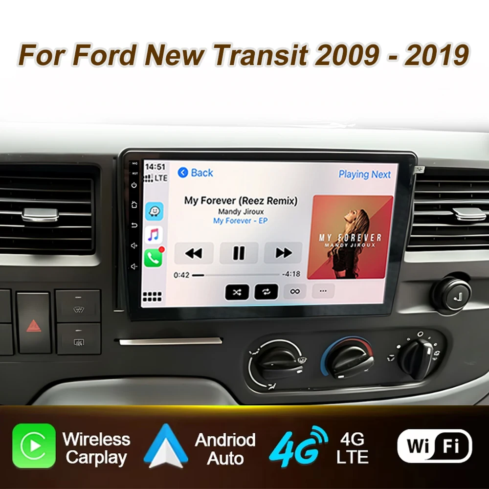 Radio para Auto con Pantalla Táctil, Carplay Inalámbrico, Android 16, Estéreo, Multimedia, GPS, Navegación para Ford Transit 2009-2019