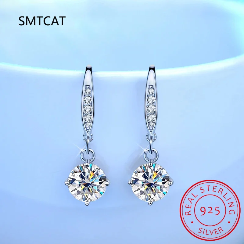 925 Sterling Silver Moissanite Drop Earrings For Women Simple Brand Design D Color VVS Diamond Pass Test Eardrop Fine Jewelry