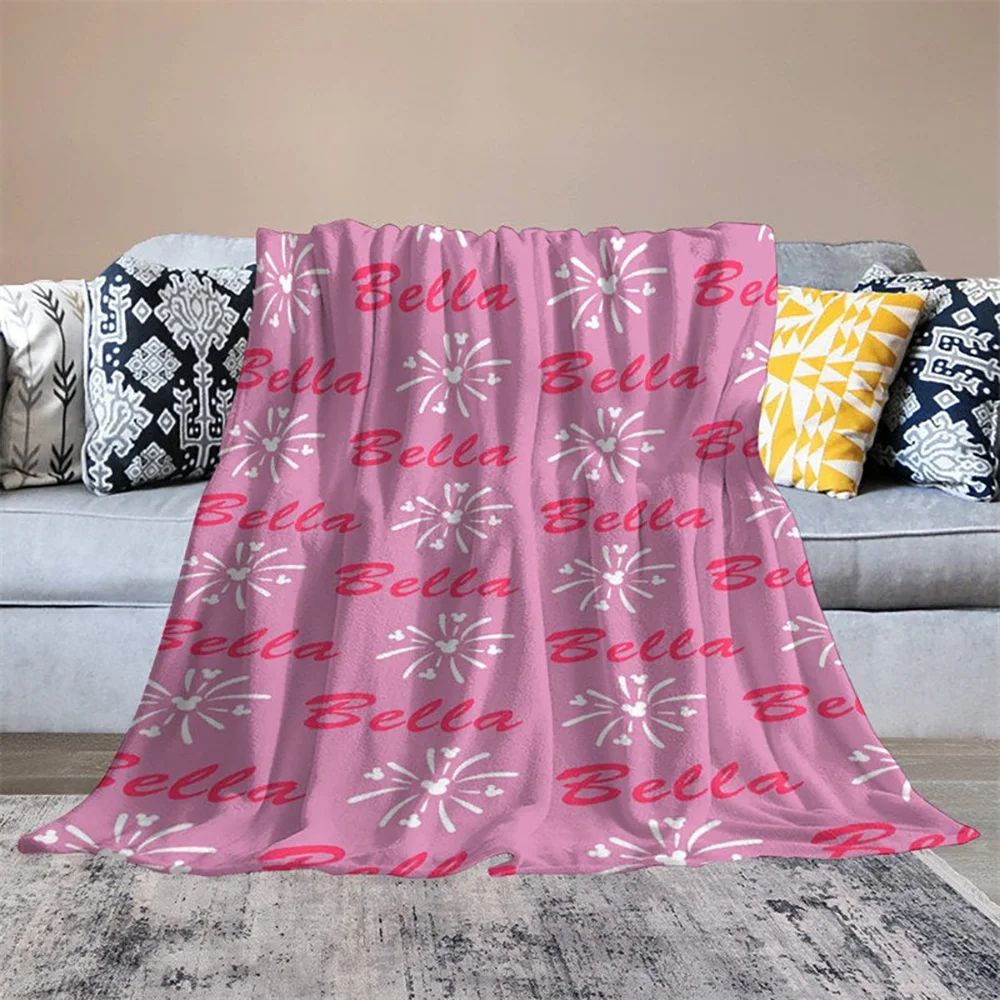 Pink Sparkle Pattern Repeat Custom Name Blanket for Girl Kids, Personalized Glitter Soft Throw Birthday Christmas Gifts