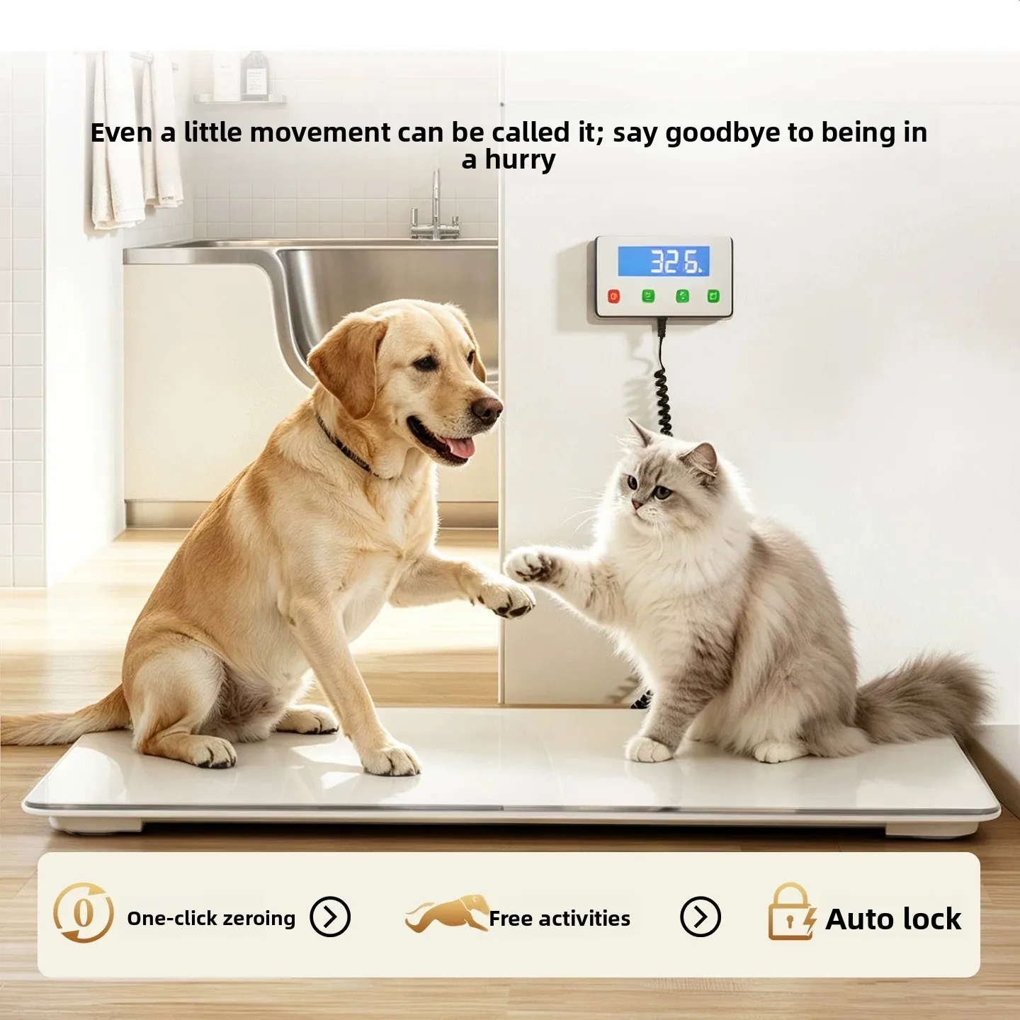High Precision Large Animal Electronic Weight Scale Pet Vet Scale 80x50cm Platform for Big Dog Cat