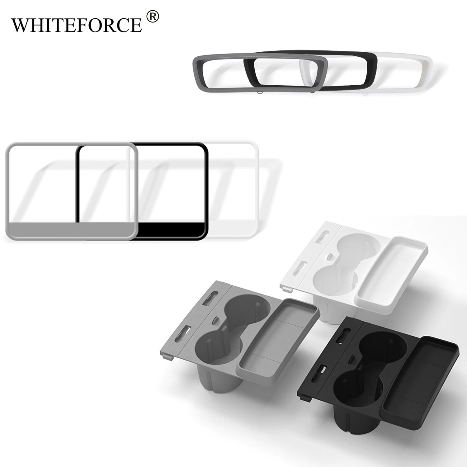 

For Tesla Model 3/Y 2021-2023 Screen Protective Frame Non-Slip Pad Card Limiter Silicone Cup Holder Glasses Case Phone Holder