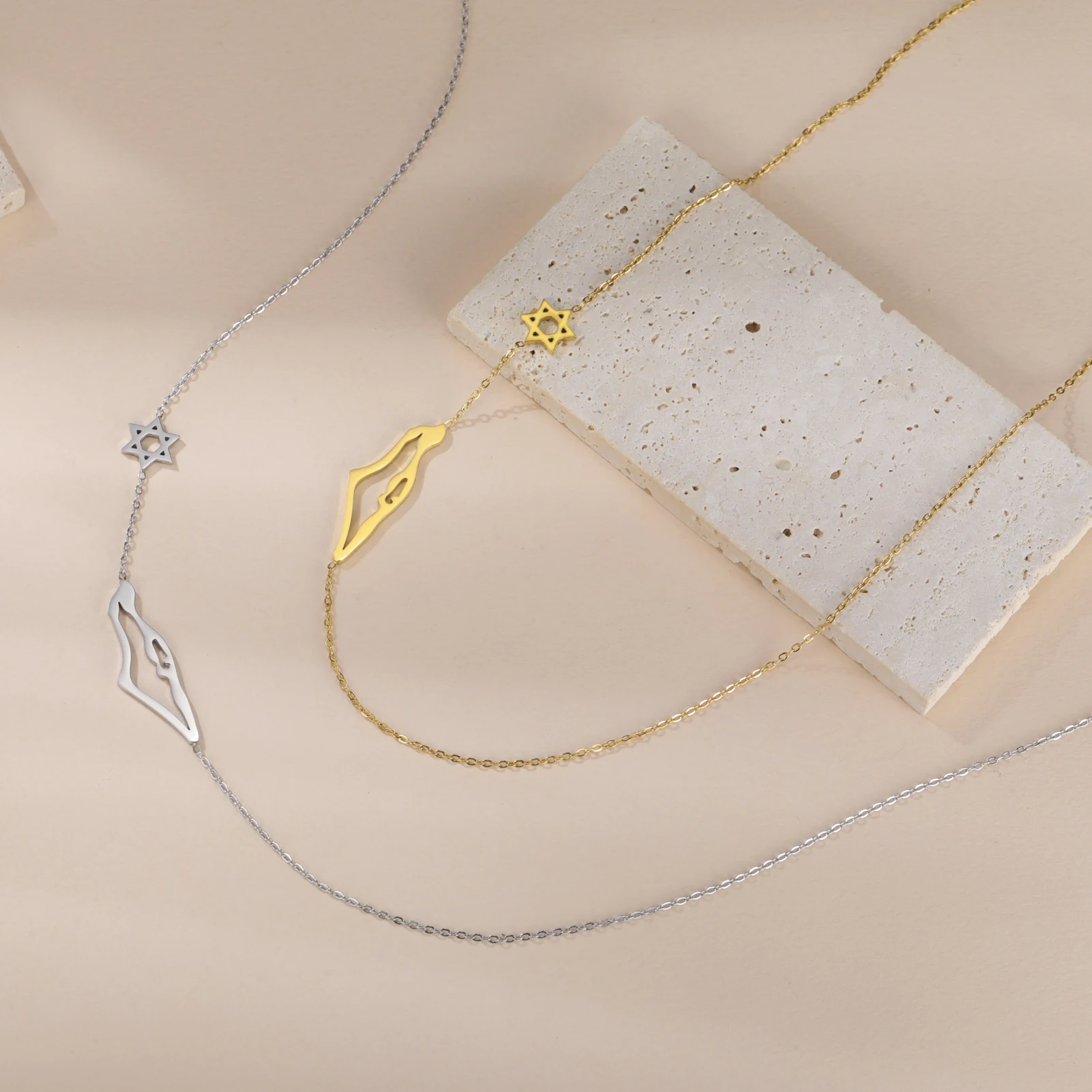 خريطة نجمة داود قلادة قلادة الفولاذ المقاوم للصدأ سلاسل الرقبة للنساء المجوهرات اليهودية هدية بالجملة #5