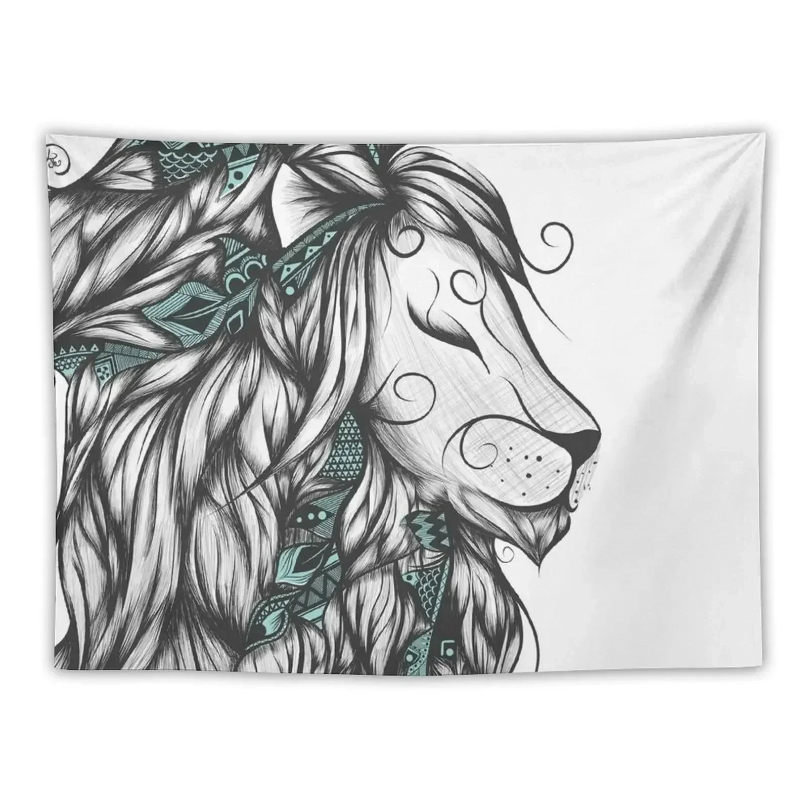 Poetic Lion Turquoise Tapestry Carpet On The Wall Room Decor Bedroom Decorations Room Decorating Aesthetic Tapestry