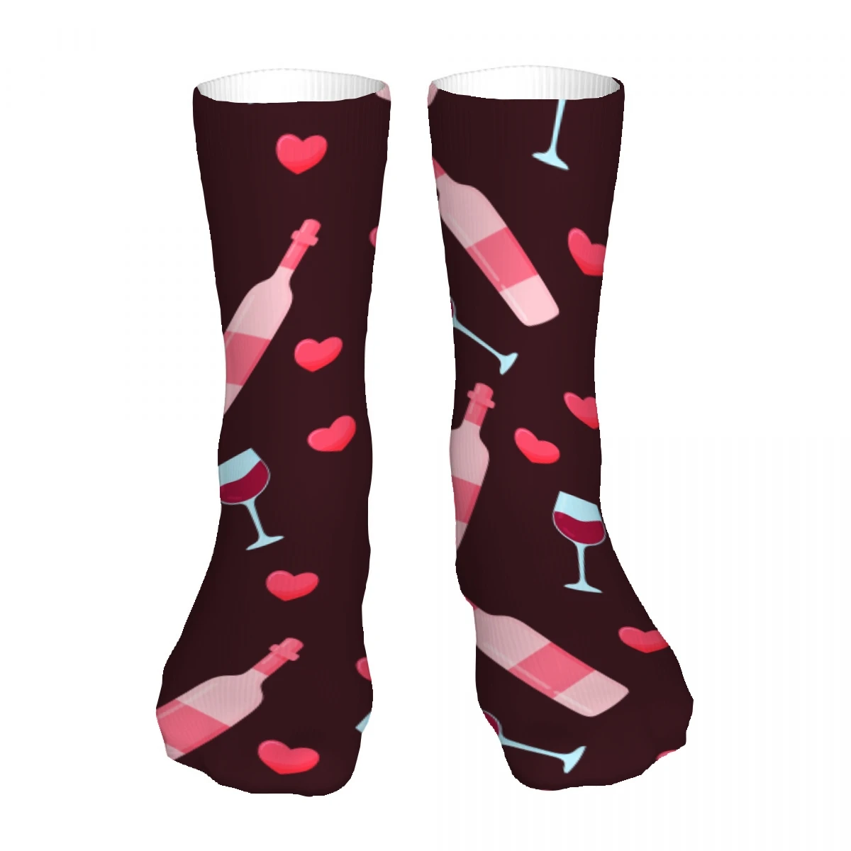 Wine Bottle Pattern Mens Womens Funny Crew Socks Cool 3D Printed Design Socks Fashion Comfortable Basketball Socks