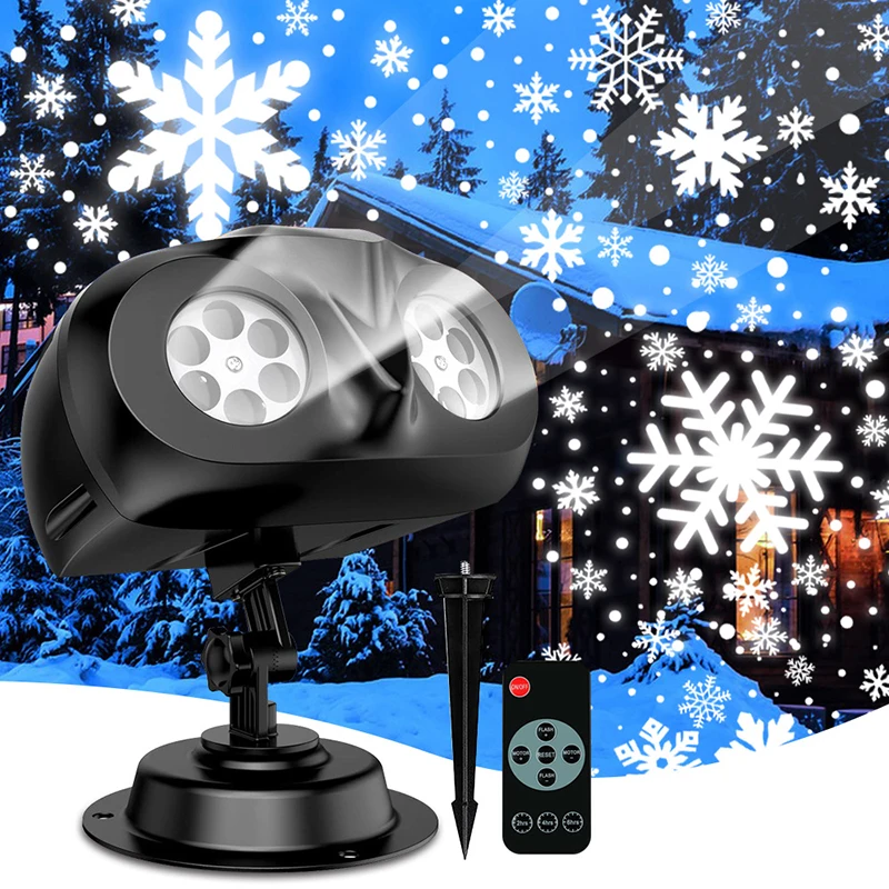 Christmas Snowflake Projector Lights Highlight Dynamic LED Snow Christmas Snowfall IP65 Waterproof Snowfall Spotlight Lighting