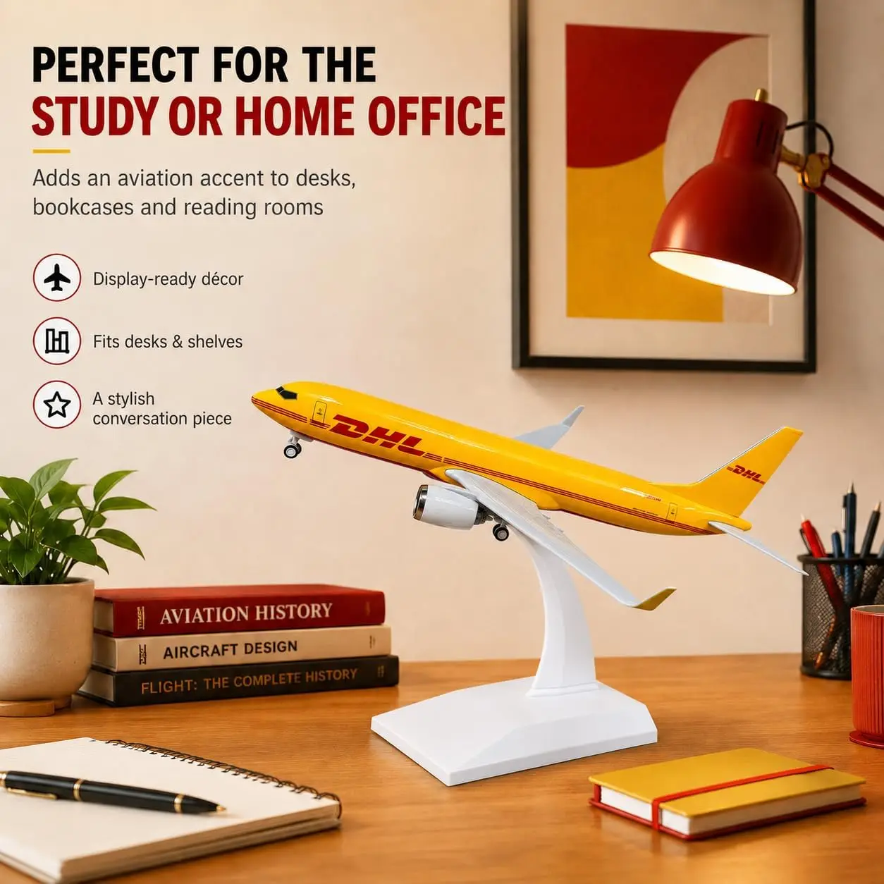 Kit de modèle d'avion en résine DHL B737 à l'échelle 1/240 de 30 cm avec train d'atterrissage et roues, pour collection ou cadeau pour les passionnés adultes