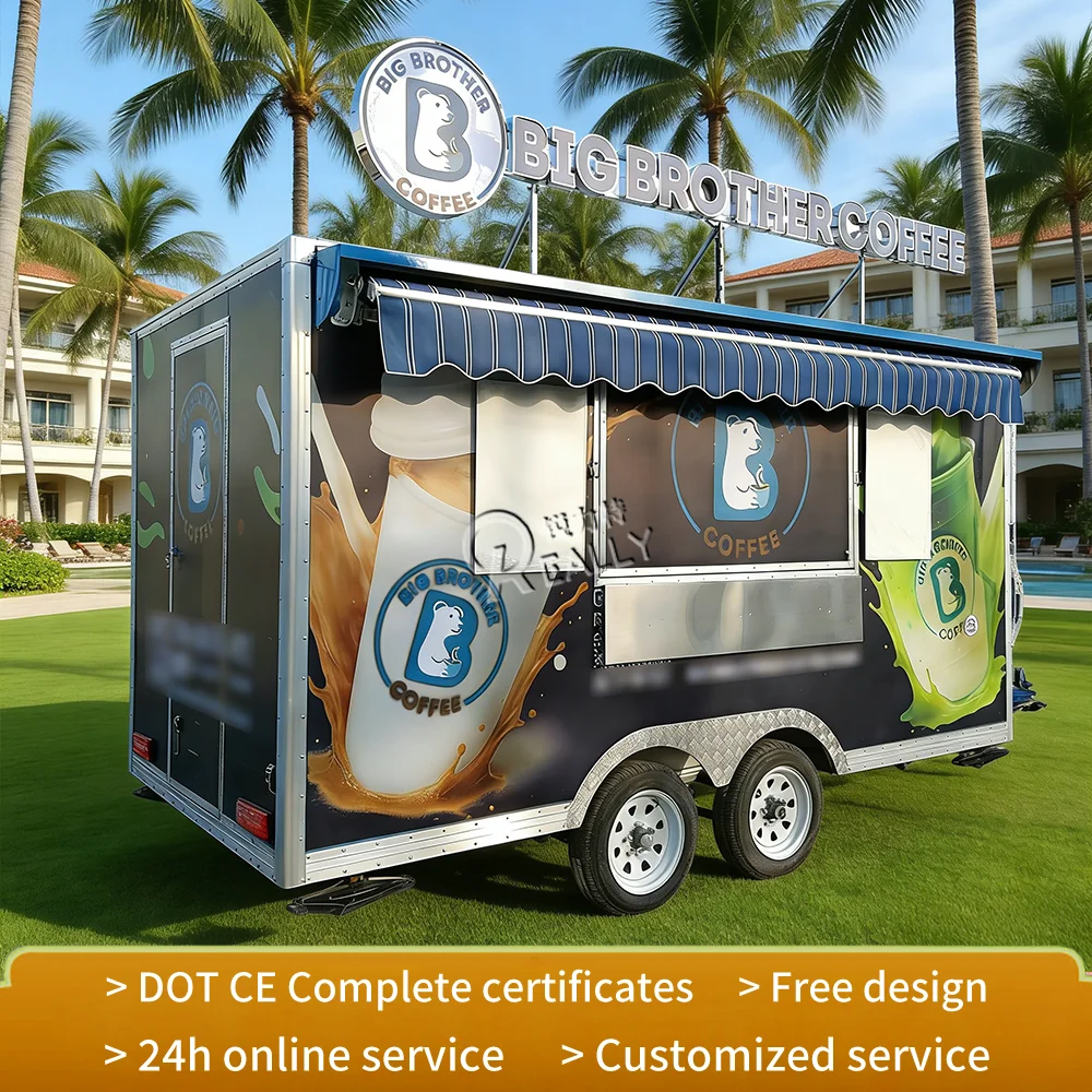 

Портативный грузовик для еды, коммерческий прицеп для общественного питания, тележка для кофе, напитков, мороженого, заводской встроенный мобильный прицеп для еды на продажу