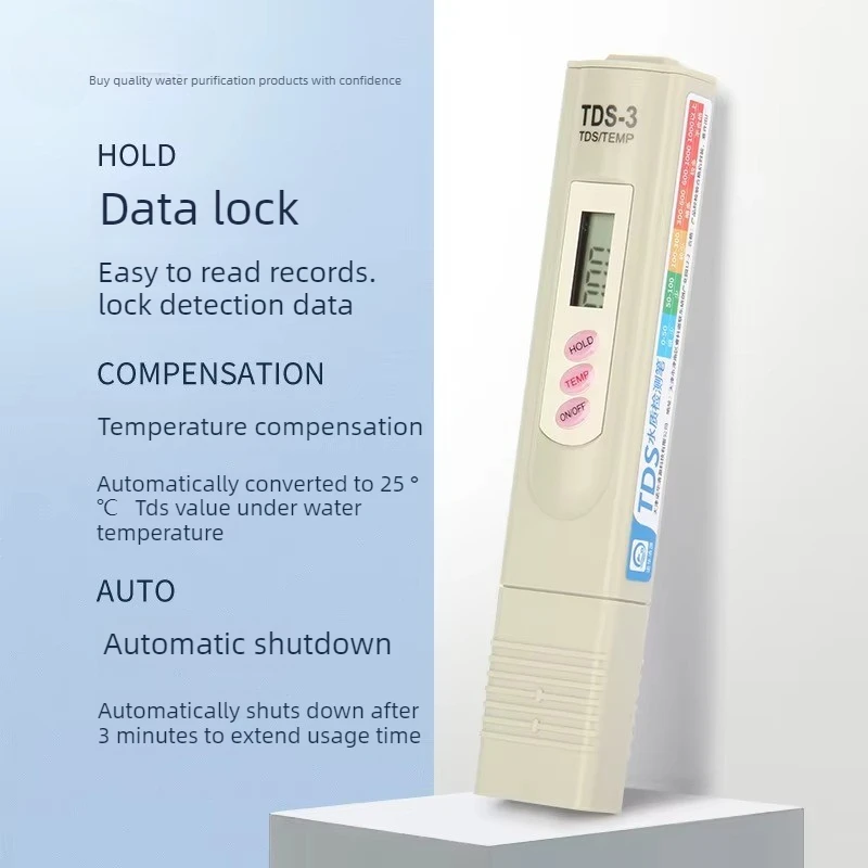 

3 Keys TDS Water Tester with Temperature Detection Water Quality Test Pen Paper Box Packaging TDS Measurement Pen (2PCS)