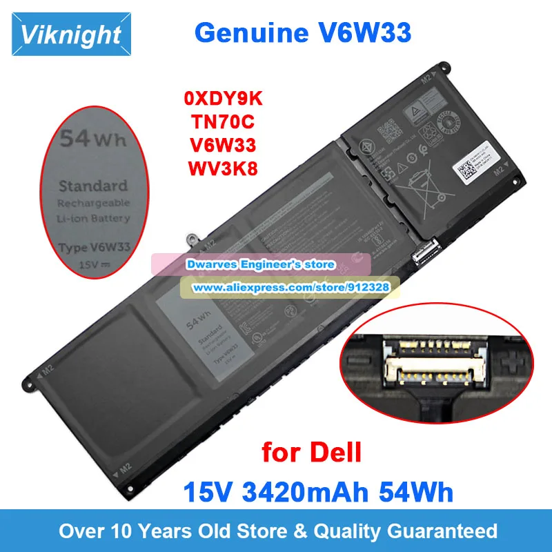 

Оригинальный аккумулятор 15 В, 3420 мАч, 54 Втч V6W33 WV3K8 для Dell Inspiron 15 5510 5515 5418 5410 Latitude 3320 Vostro 3510 3515 3511 5310