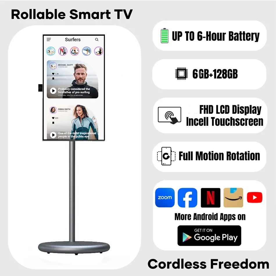 Global 27“ Android 13 Touch Screen Tv, 8 Core Cpu 8G+128G Tablet, Removable Stand, 8Mp Hidden Camera Live Streaming Machine