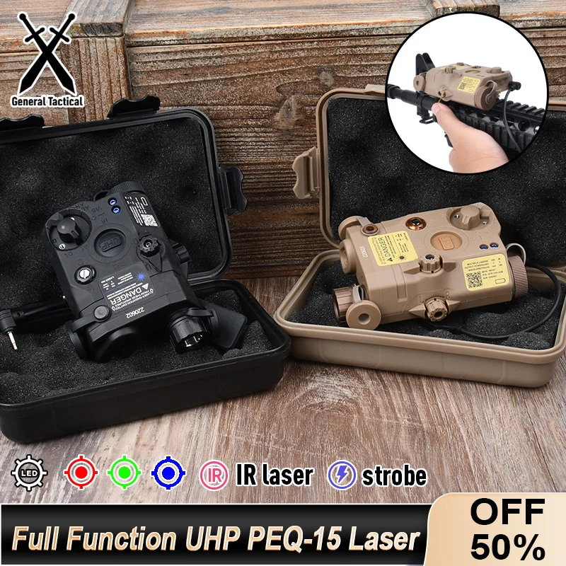 WADSN UHP AN PEQ-15 Tactical Laser Red Dot Green Blue IR Fill Light Strobe LED Indicator For Airsoft Weapon Hunting Scout