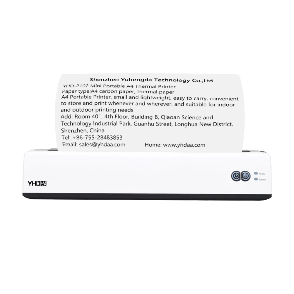 YHDAA YHD-2081 Mini Portable A4 thermal printer  A4 Bluetooth thermal printer compatible with IOS and Android