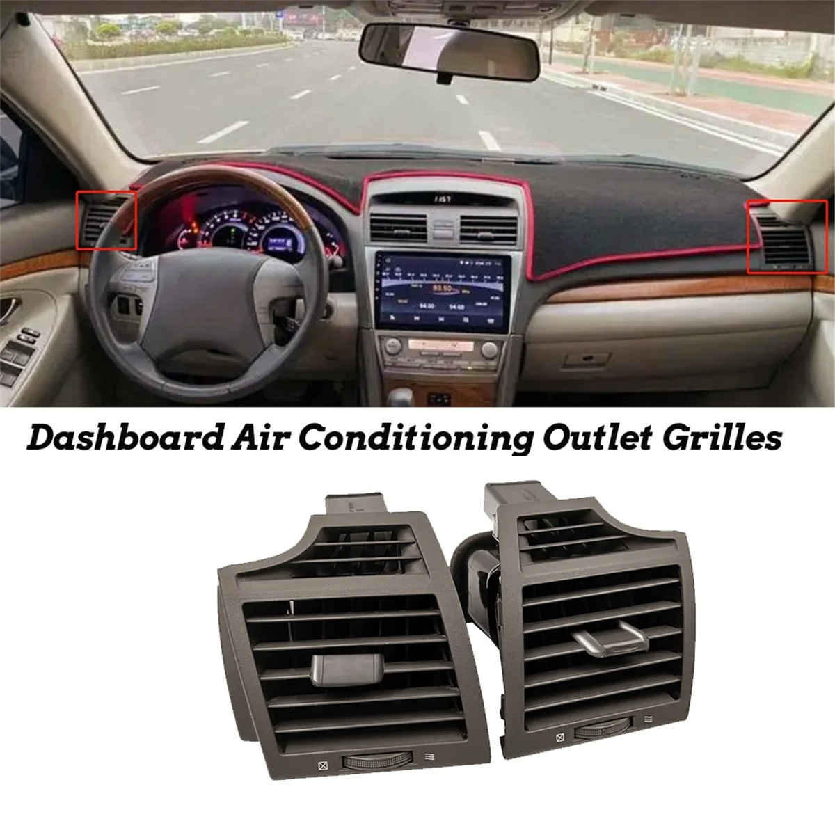 1Pair Car Dashboard Air Conditioning Outlet Grilles Assembly for Toyota Camry 2006-2011 Center Console A/C AC Vent