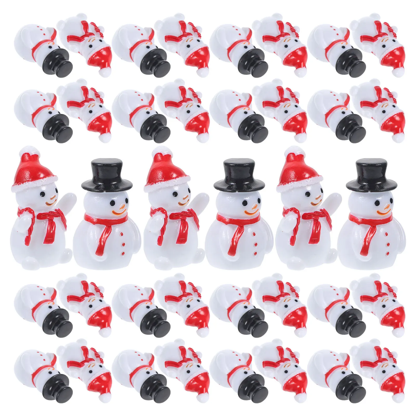 

40Pcs Christmas Resin Snowman Miniatures Mini Snow Ornaments Miniatures Craft Decorations Festive Table Decor Snowman Ornaments