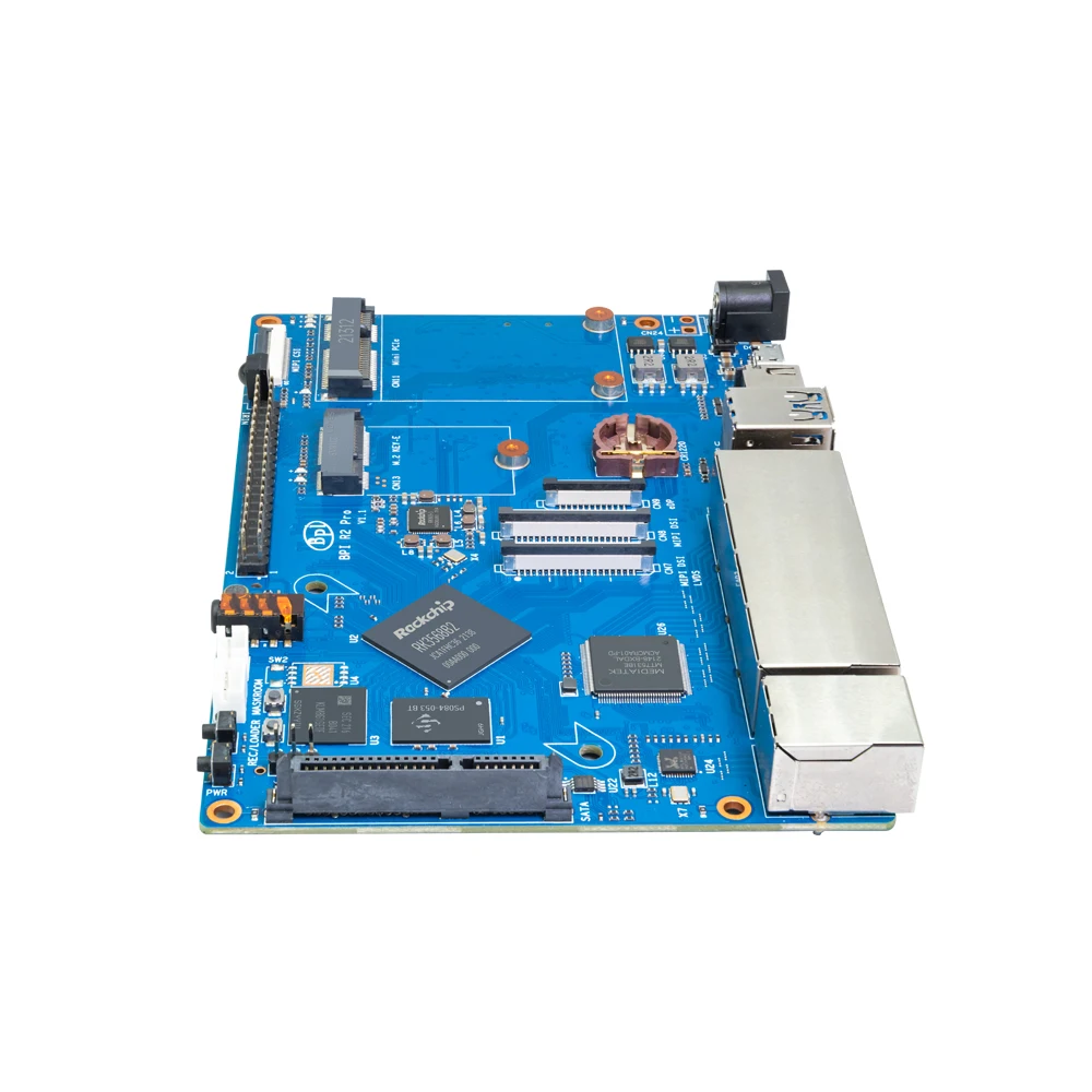 Banana pi BPI-R2 pro rockchip rk3568 quad-core 2g lpddr4 16g apoio emmc pcie m.2 chave-e sata sbc placa de demonstração do roteador opensource