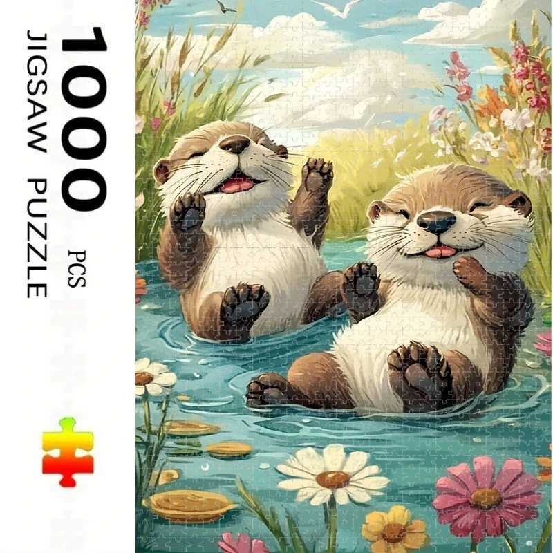 

Jigsaw Puzzle 1000 Pieces Otter Pattern Puzzle Home Decor for Adults Game Family Fun Puzzles Educational Toys