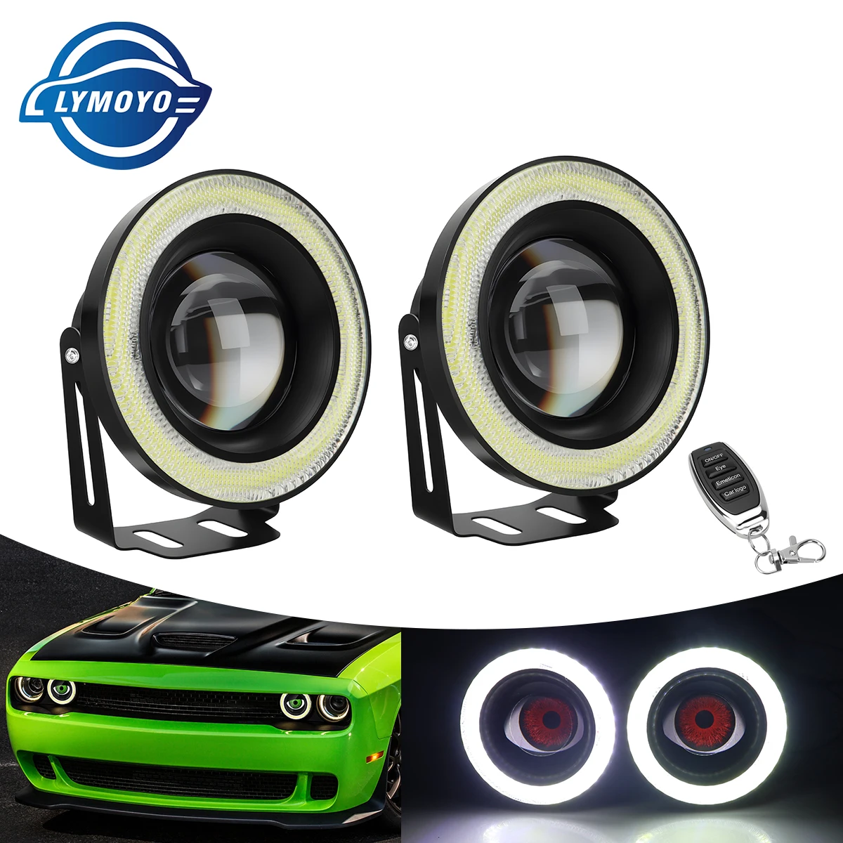 

3,5-дюймовый автомобильный светодиодный ангельские глазки Halo Ring 3D-объектив Противотуманная фара Динамический RGB 32 82 Режимы Автоматическая фара Декоративный свет Модифицированные детали